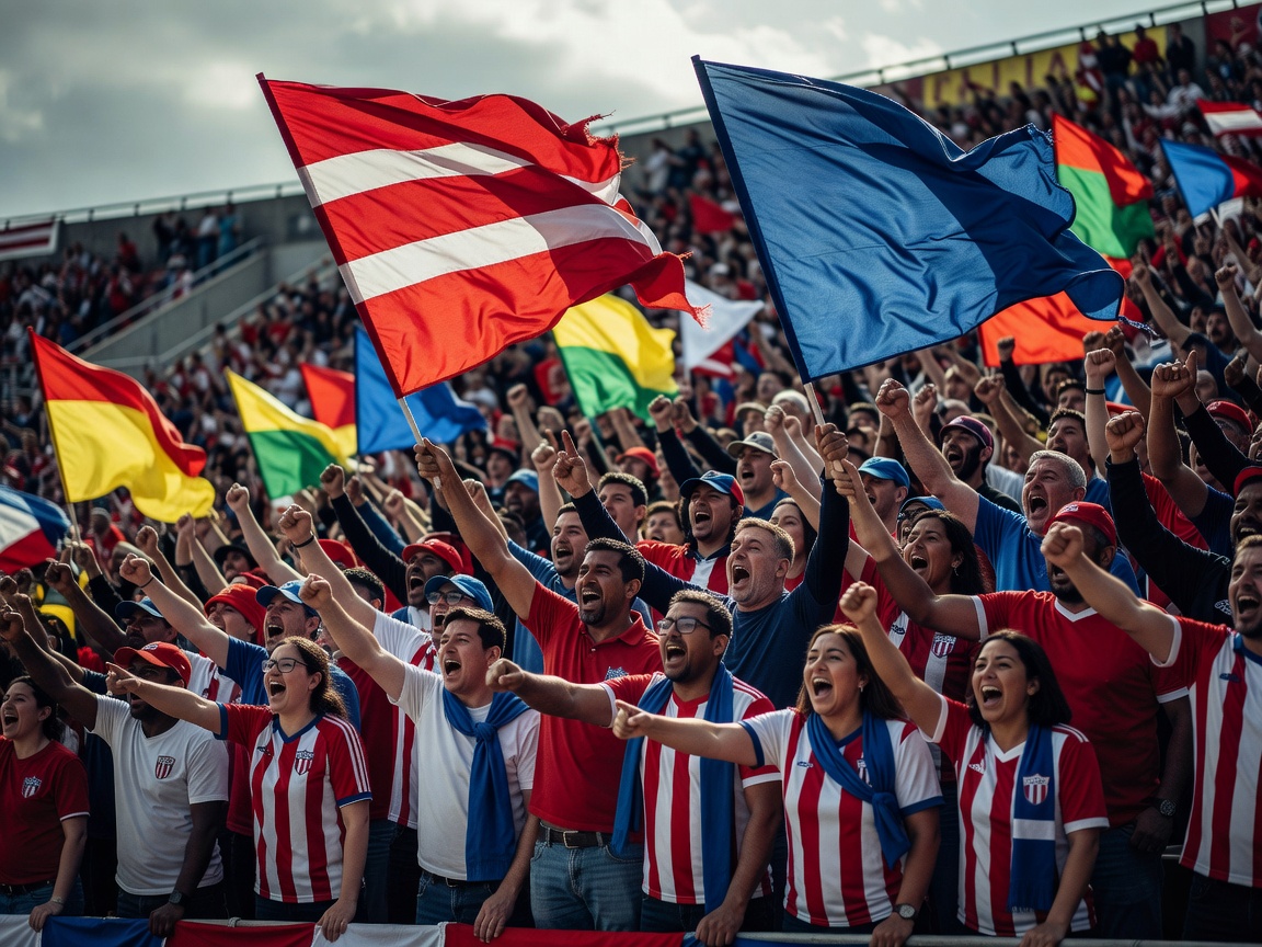 Football supporters with flags